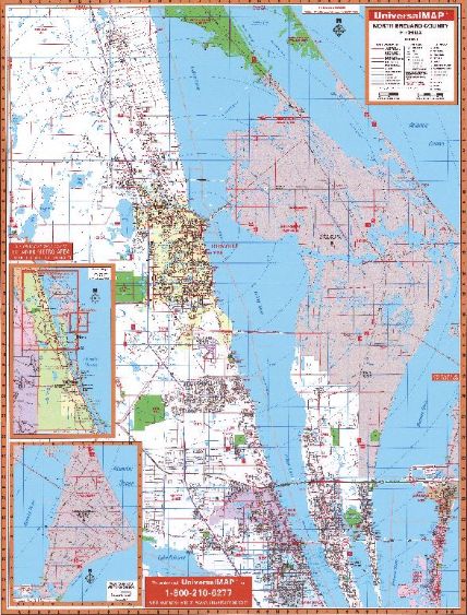 Brevard County Zip Code Map Brevard County, (North) Florida Wall Map